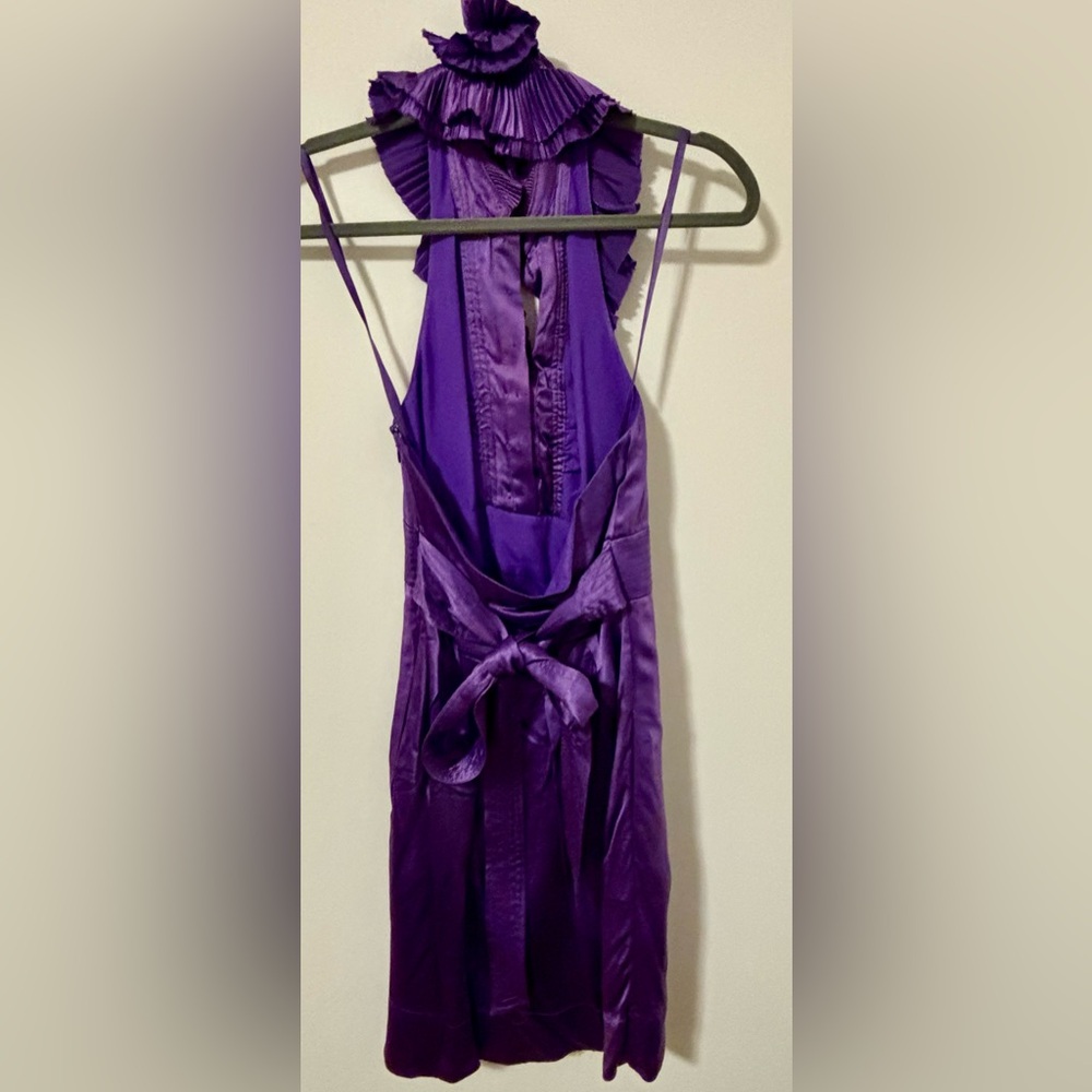 BCBG Ruffle Neck Open Back Dress - Picture 2 of 5